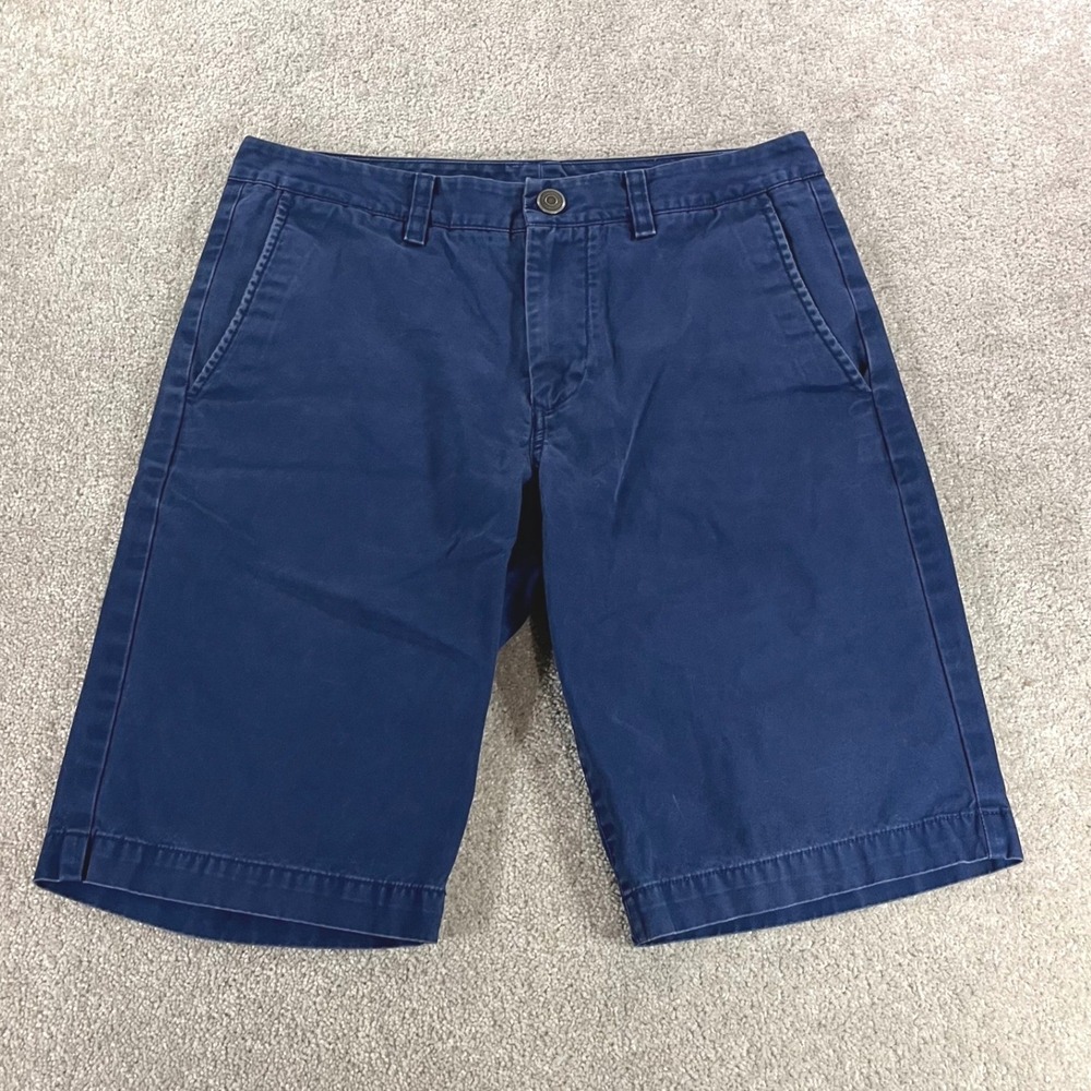 Bonobos Washed Chino Shorts Mens 29 Navy Blue 11 Inch Inseam Flat Front Casual